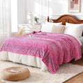 Viviland Flannel Fleece Blanket Queen Size 90x90 inches, Lightweight, Super Soft Cozy Warm Blanket, Cheetah Print Pink