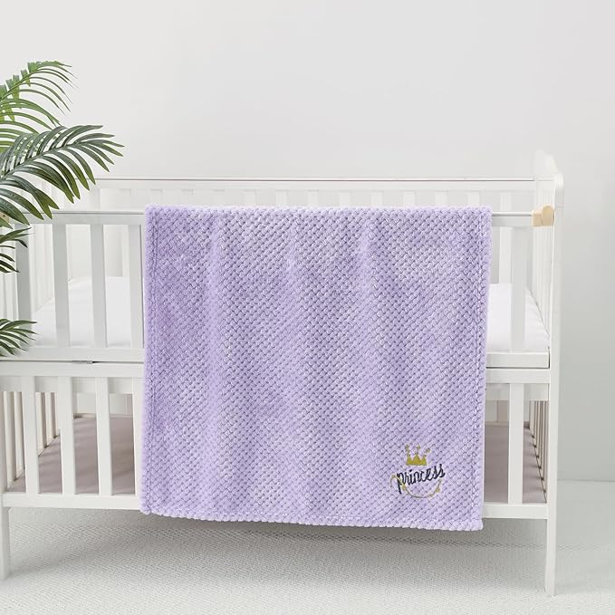 CREVENT 2Pcs 30''X40'' Cute Cozy Fluffy Warm Baby Blankets for Infants Toddlers' Bedding Crib Cot Stroller - Grey Cloud + Crown