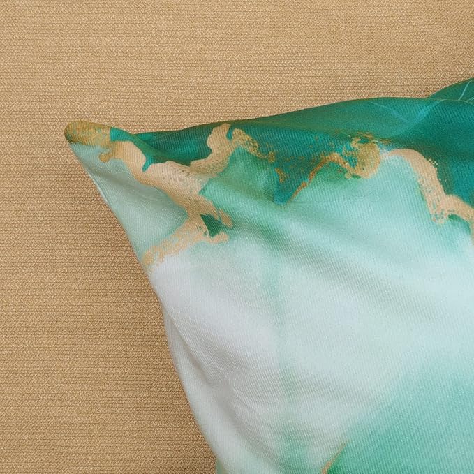 Bonhause Emerald Green Marble Throw Pillow Covers 18 x 18 Inch Both Sides Green and Gold Modern Abstract Decorative Pillows Soft Velvet Cushion Cases for Couch Sofa Bed Home Decor Set of 4