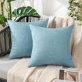 MIULEE Pack of 2 Decorative Outdoor Solid Waterproof Throw Pillow Covers Faux Linen Garden Farmhouse Coastal Cushion Cases for Summer Patio Tent Balcony Couch Sofa 16x16 Inch Blue Gray