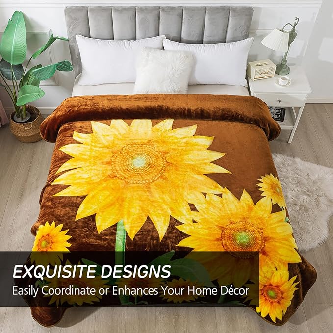 JYK Plush Fleece Blanket Queen Size 91" x 75", 3.7LBs 1 Ply Soft Korean Mink Warm Lightweight Bed Blanket for Spring Fall Autumn Winter