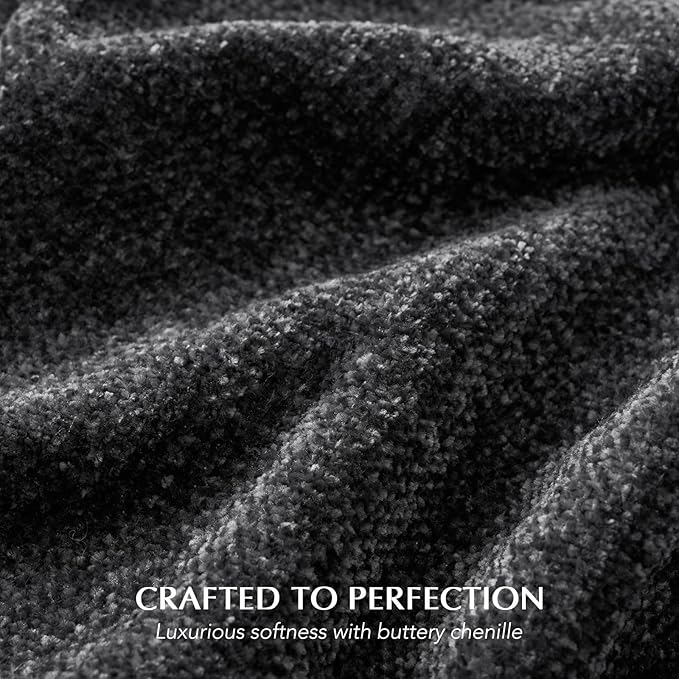 EverGrace Soft Chenille Throw Blanket for Couch, Cozy Plush Fuzzy Decorative Chenille Knit Throw Blanket with Tassels, Lightweight Blanket and Throws for Bed Sofa Gift Home Decor, Iron Black 60"x80"