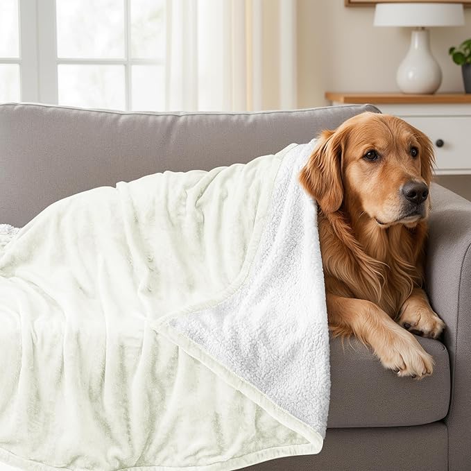 Utopia Bedding Sherpa Blanket California King Size (Ivory, 102x96 Inches) - Soft Plush Fleece Reversible Blanket for Bed, Sofa, Couch, Camping and Travel