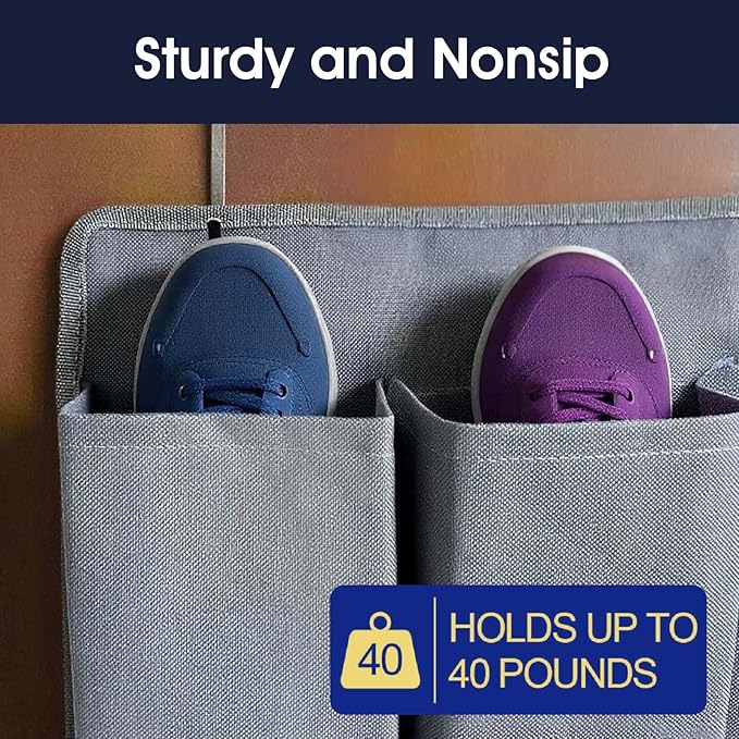 2 Pcs RV Shoe Pockets 10 Pockets Heavy Hanging Bedside Storage Organizer Bedside Shoe Organizer with Sturdy Hooks Storage Pocket Hangs on bed for Shoes Toys and Tool Accessories
