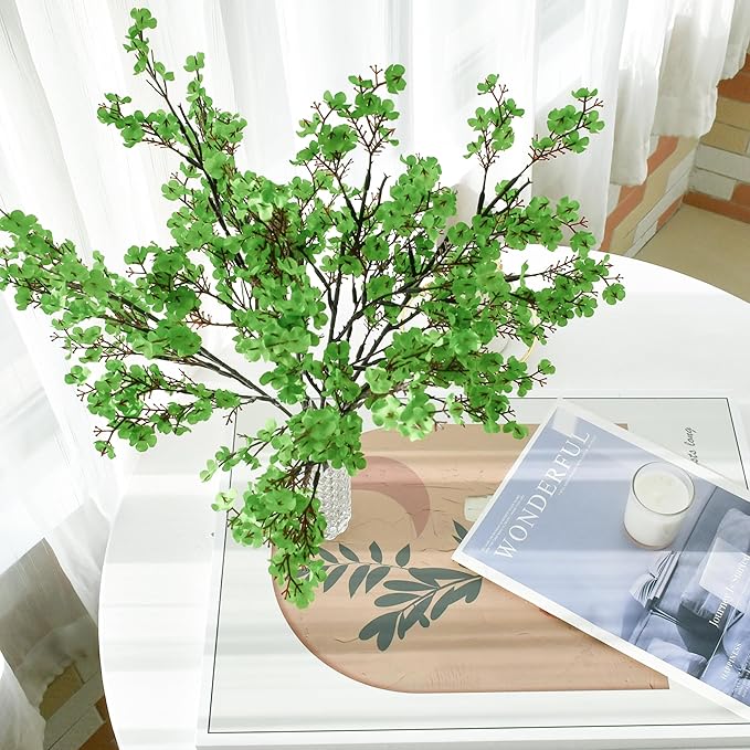 Mandy's Green Artificial Baby’s Breath Flowers 6 Bundles Silk Gypsophila, 18.5 Inch European Style Modern Home Decor Centerpiece, Neutral Wedding Flower Arrangements