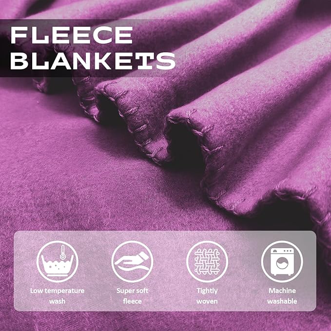 12PCS Fleece Throw Blankets Bulk 60 x 50 in Soft Blankets Fabric Warm Lightweight Wool Blanket Cozy Coverlet for Beds Sofas Home for All Seasons (12, Purple, 50"x60")