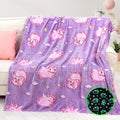Pig Glow in The Dark Blanket - Soft Fleece Animal Pig Throw Blanket for Girls Age 3-12, Cute Pink Pigs Toys Gifts for Girls, Teens, Birthday, Kids Room Decor 50"x60"
