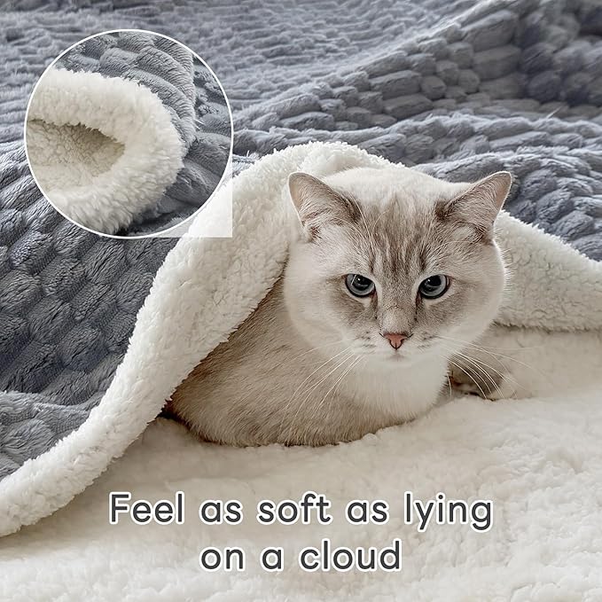 Sherpa Throw Blanket for Couch Flannel Cozy Soft Thick Blanket Warm Twin Blanket for Bed Fleece Home Decor Gifts, Z01 - Grey Blue, 60"*80"