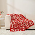 Snuggle Sac Red Heart Checkered Blanket for Women, Valentines Day Love Blankets Heart Blankets for Her Wife Mom,Super Soft Warm Fluffy Faux Fur Blanket for Couch Sofa Bed,Red Heart,60x80 inches