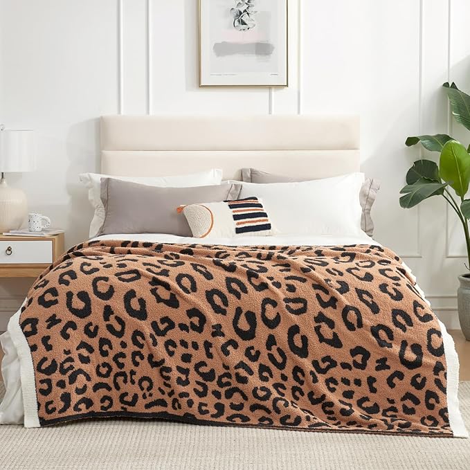Snuggle Sac Ultra Soft Blanket Black Leopard Twin Size - Reversible Oversized Cheetah Bedding Blanket, Plush Throw Blankets for Bed, Sofa, Couch, Black Leopard, 60x80 inches