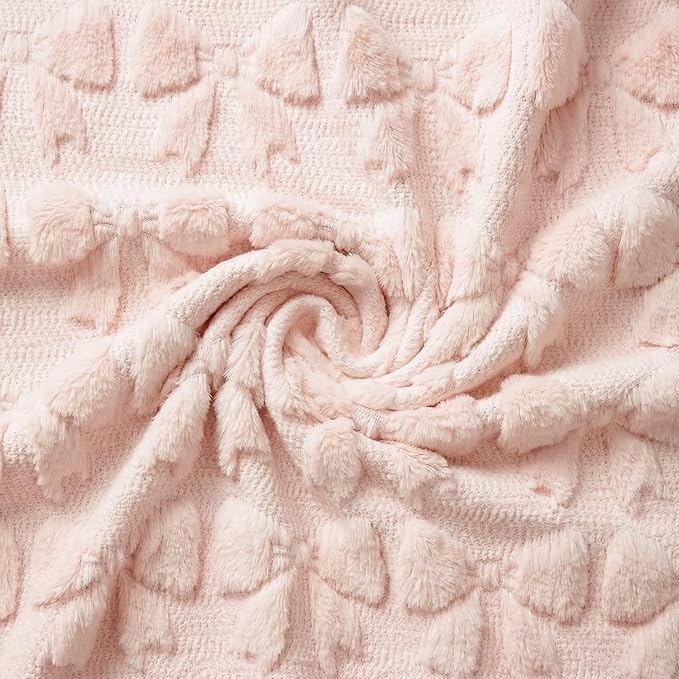 Horaldaily Valentine Bow Blanket Throw, Pink Bow Soft Fuzzy Plush Faux Fur Cozy Blankets for Couch Sofa Bed Lounging, Ideal Gifts for Kids Adults Wife Self, 50x60