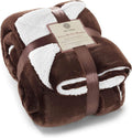 Genteele Sherpa Throw Blanket Super Soft Reversible Ultra Luxurious Plush Blanket, 90 x 90 inches, Brown/White
