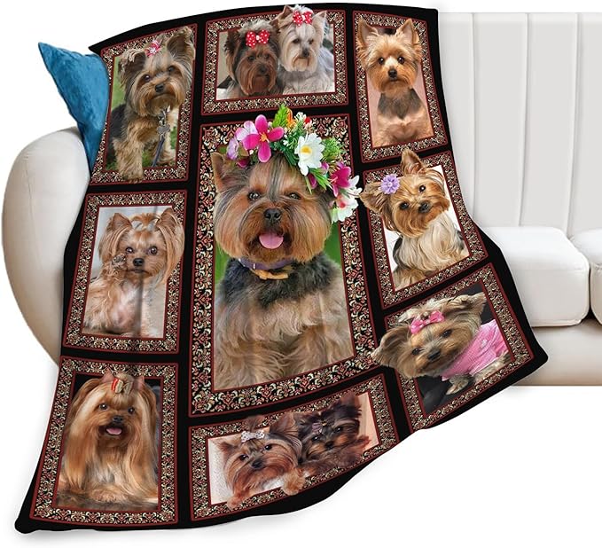 Yorkshire Terrier Blanket for Girls Women Boys Men Adults Kids Soft Cozy Fleece Yorkie Dog Throw Blankets Gifts Warm Flannel Plush Stuff Lightweight Decorative for Couch Bed Sofa 60"X50"