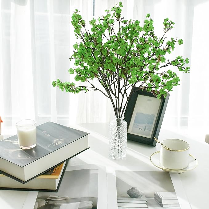 Mandy's Green Artificial Baby’s Breath Flowers 6 Bundles Silk Gypsophila, 18.5 Inch European Style Modern Home Decor Centerpiece, Neutral Wedding Flower Arrangements