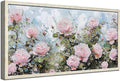 Ardemy Pink Rose Wall Art Canvas for Living Room, Flower Painting Modern Textured Floral Bedroom Picture Artwork Framed Home Office Kitchen Decor, Large 40"x20"