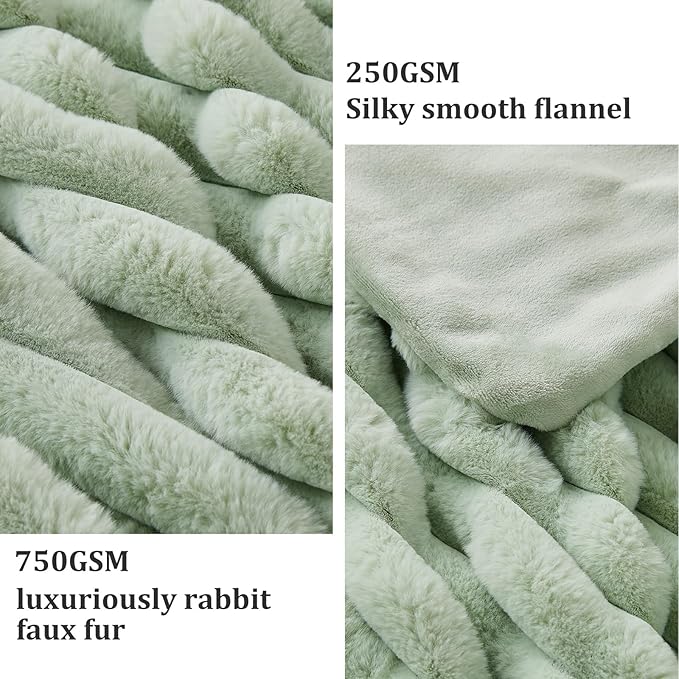 Faux Fur Throw Blanket for Couch, 1000 GSM Cozy Fuzzy Fluffy Soft Plush Thick Bubble Sherpa Blanket for Sofa Bedroom Living Room, Mothers Day Birthday Gifts for Women Home Decor