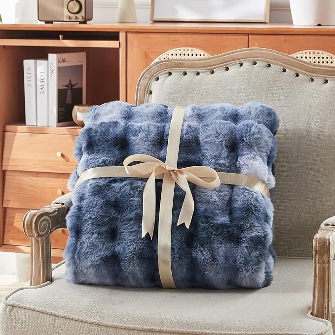 Faux Fur Twin Blanket for Couch, 1000 GSM Cozy Fuzzy Fluffy Soft Plush Thick Bubble Sherpa Blanket for Sofa Bedroom Living Room, Mothers Day Birthday Gifts for Women Home Decor