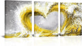HOMEOART Bedroom Wall Art Ocean Wave Painting Love Sign Wall Decor Framed Artwork Bathroom Bedroom Living Room Decor (Yellow)