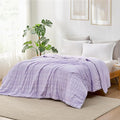 Cozy Bliss Seersucker Cooling Comforter King Size, Q-Max 0.45 Reversible Lightweight Cooling Blanket, Breathable Silk Smooth Summer Bedding Quilt for Hot Sleepers Night Sweats Purple