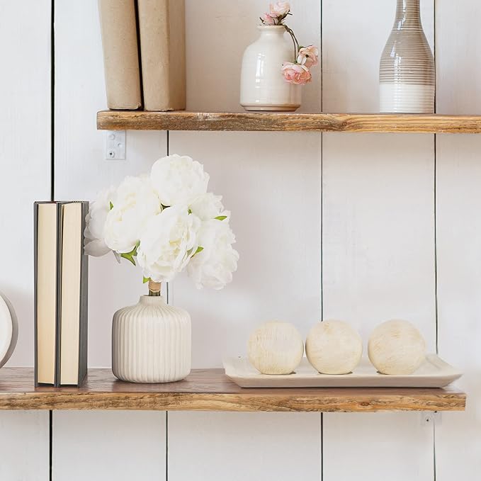 Creative Scents Rustic Luxe Home Decor Bundle includes a Decorative Tray with 3 Orbs and Vase Set of 3 – Centerpiece Table Decorations for your Coffee Table Decor - Modern Farmhouse Decor