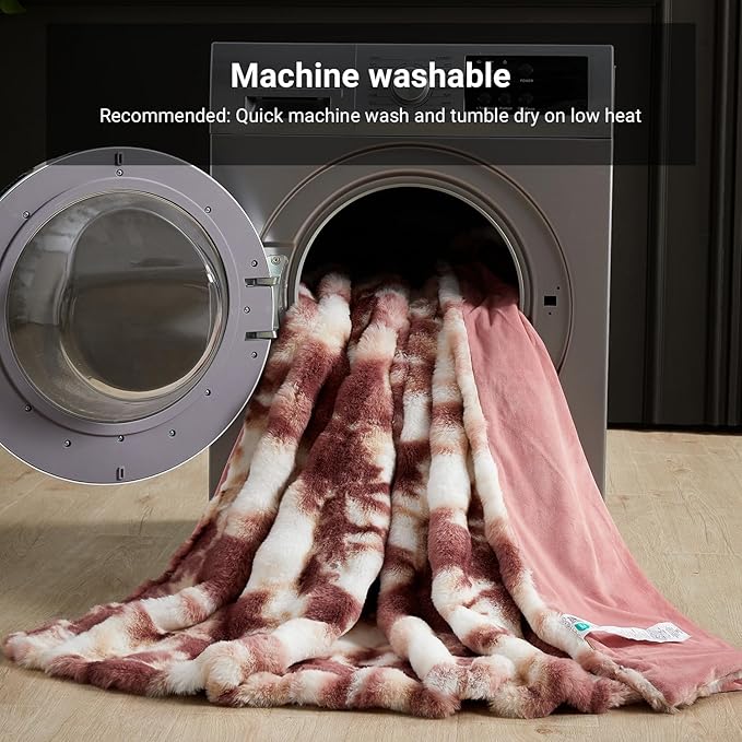 SAPHREAS Faux Fur Throw Blanket for Couch, Fluffy Fuzzy Bubble Blanket for Sofa Bed Living Room, Decor Soft Cozy Gifts for Women Men, 60x80” Tie Dye Burgundy