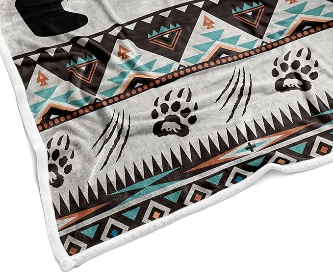 Rustic Cabin Throw Blankets, Hunting Camping Cozy Warm Bed Couch Blanket, Rustic Bear Moose Forest Vintage Western Decor Theme Fleece Flannel Throws to Decorate the Room and Bedroom 60X80IN（Grey）
