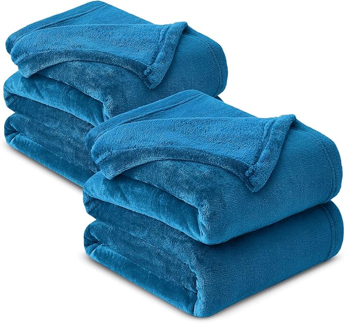 MOONLIGHT20015 Fleece Blankets Queen Size 90x90 Inches- 2 Pack - Super Soft Fluffy Throw Blanket for Sofa and Bed - Warm and Cozy Lightweight 400 GSM Microfiber Bed Throws Blankets (Queen, Teal)