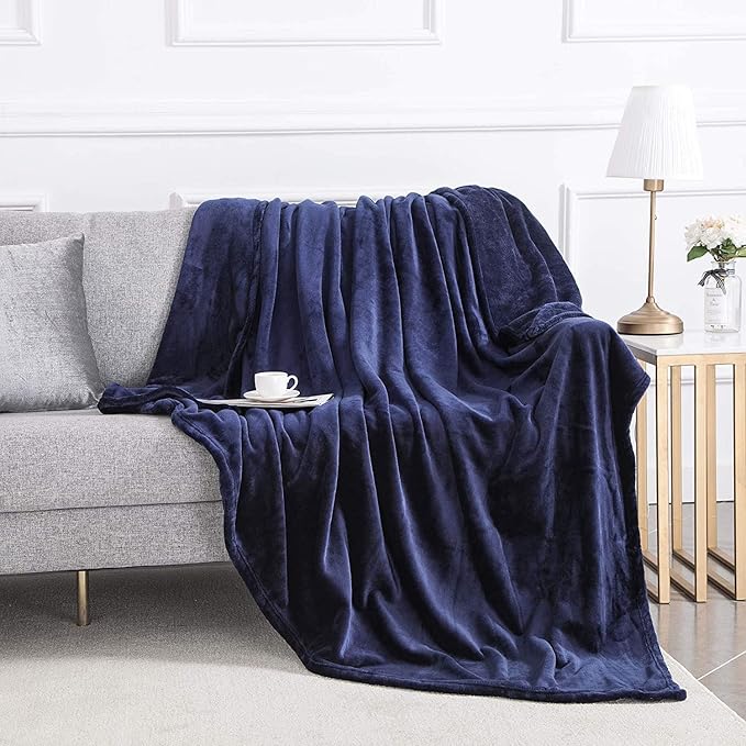 MOONLIGHT20015 Silk Touch Warm Fleece Blankets - 400 GSM Teal Throws for Sofa Fluffy Blanket Bed Throw for Bedroom, Couch, Travel, Kids, Bedroom Accessories (Navy, King)