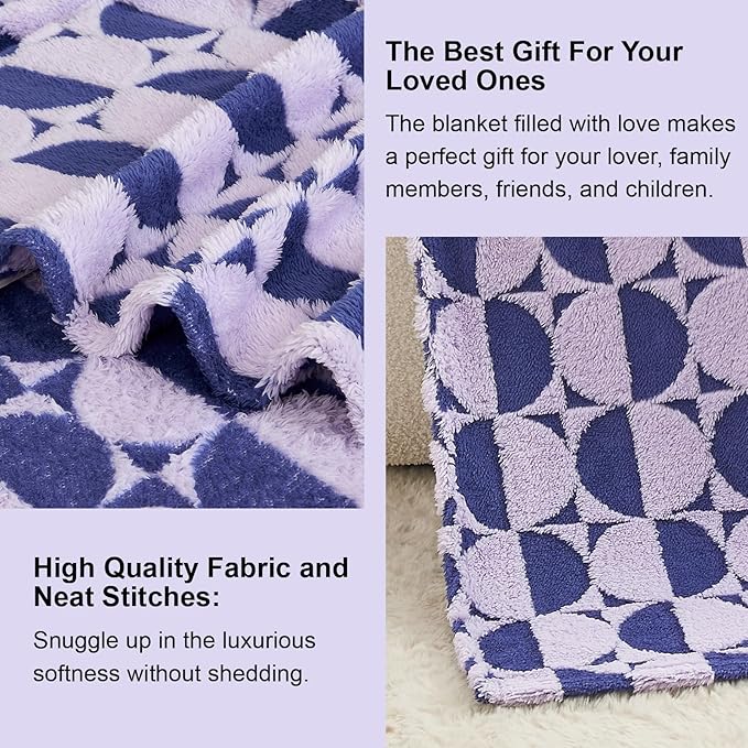 3D Circle Pattern 300 GSM Purple and Blue Couch Throw Blanket - Thick Throw Blankets for Women,Warm Small Throw Blanket, 50x60 Inches