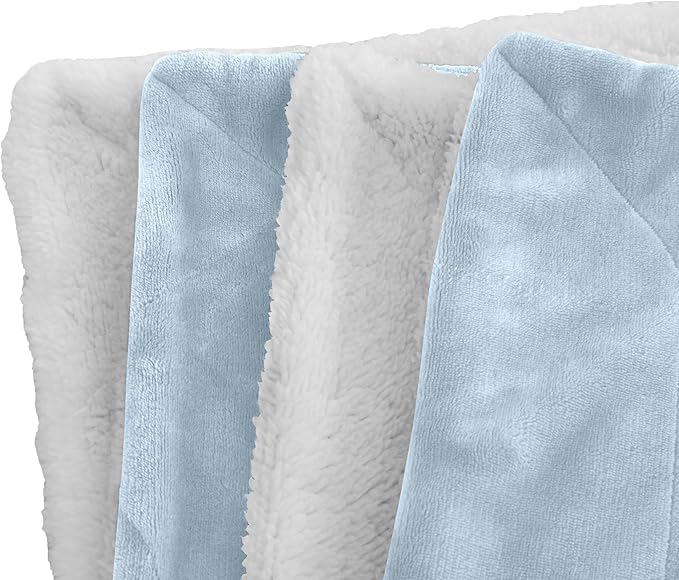 Elegant Comfort Luxury Ultra-Plush Velvet Touch Fleece Throw Soft, Warm, Cozy| Micromink Sherpa-Backing Reversible Blanket for Bed, Sofa and Couch, Solid Aqua
