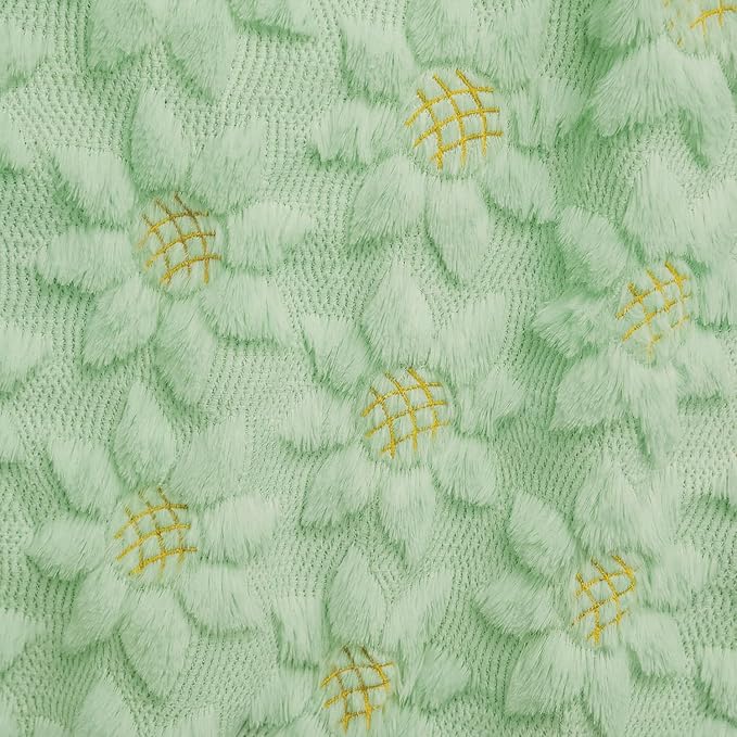 Horaldaily Spring Summer Blanket Throw, Green Sunflower Soft Fuzzy Plush Faux Fur Cozy Blankets for Couch Sofa Bed Lounging, Ideal Gifts for Kids Adults Wife Self, 50x60