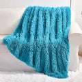 YUSOKI Long Faux Fur Throw Blanket for Sofa Couch,2 Layers,2.1lb,All Ages,Home Decoration, (Teal,50" x 60")
