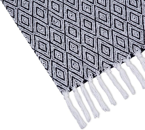 Americanflat 50x60 Throw Blanket - Soft and Breathable Cotton Throw Blanket for Couch, Bed, Chair - Decorative Blankets Perfect for Home or Outdoor Use - Navy Blue and White Double Diamond Design