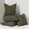 Topfinel 22x22 Inch Decorative Throw Pillow Covers Soft Corduroy Boho Stripe Textured OliveGreen Pillow Covers Set of 4 Spring Farmhouse Home Decor for Living Room Couch Sofa Bed