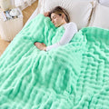 NEWCOSPLAY King Blanket for Couch Aqua Super Soft Flannel Fleece 3D Bubble Lightweight Bed Blanket All Season Use (Aqua, King(90"x110"))