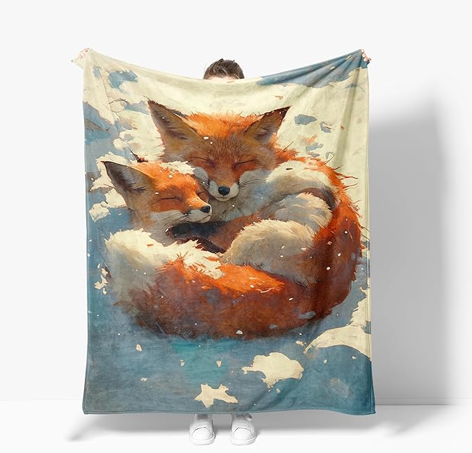 Fox Throw Blanket Soft Warm Cozy Foxes Blankets Fuzzy Plush Fleece Fox Blanket Gifts for Couch Bed Sofa Home Decor 40''X50''