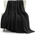 Whale Flotilla Extra Large Fuzzy Fleece Throw Blanket for Couch, 50x70 Inch Fluffy Warm Soft Jacquard Blankets for All Season, Lightweight and Cozy, Black