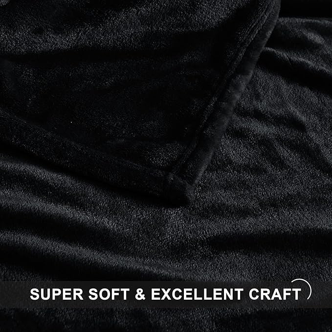 StangH Fleece Bed Blanket King Size - Plush Soft Cozy Bed Blankets All Seasons Suitable, Luxury Microfiber Blanket for Babies/Pets, (King Size 108 x 90, Black)