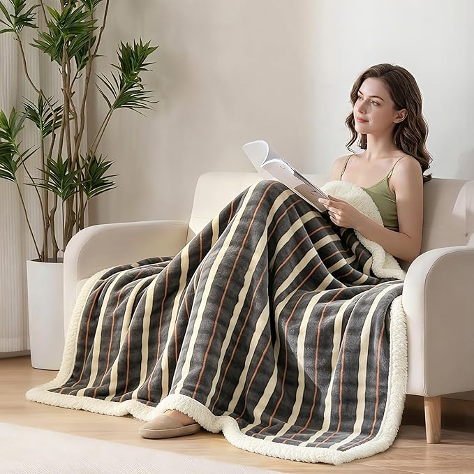 Fluffy Reversible Fleece Blanket King Size 90"x108" - Soft Warm Throw for Bed/Couch - Stylish Winter Home Decor,Christmas Birthday Gift for Women Her