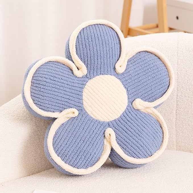 Kcvvcr Soft Shaped Floor Cushion, Decorative Throw Pillow, Cute Seating Cushion, Plush Pillows for Sofa Couch Bed (17.7 Inch, Blue)
