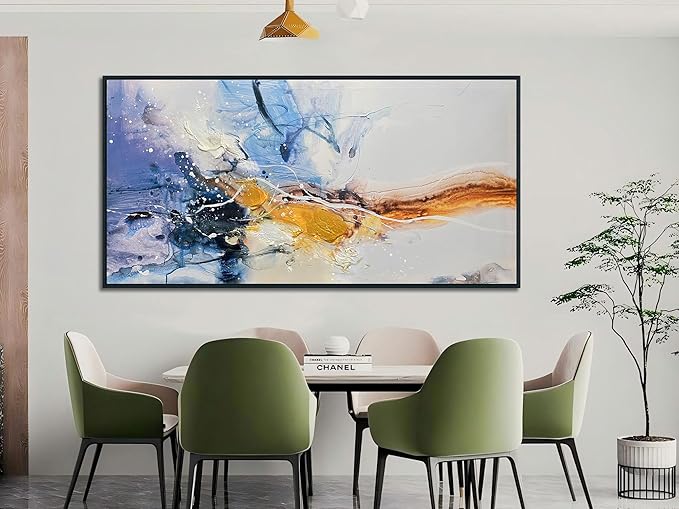 Ardemy Abstract Wall Art Canvas for Living Room Modern Framed Textured Painting Picture Bedroom Artwork Home Office Kitchen Dining Room Wall Decor, Black Wood Extra Large 58"x29"