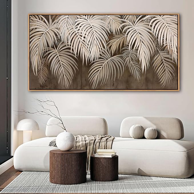 Boho Wall Art - Modern Minimalist Brown Canvas Artwork,Neutral Pictures for Living Room Textured Large Wall Art for Bedroom Wall Decor Framed Paintings 29×58IN