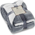 Genteele Sherpa Throw Blanket Super Soft Reversible Ultra Luxurious Plush Blanket, 60 x 80 inches, Gray/White