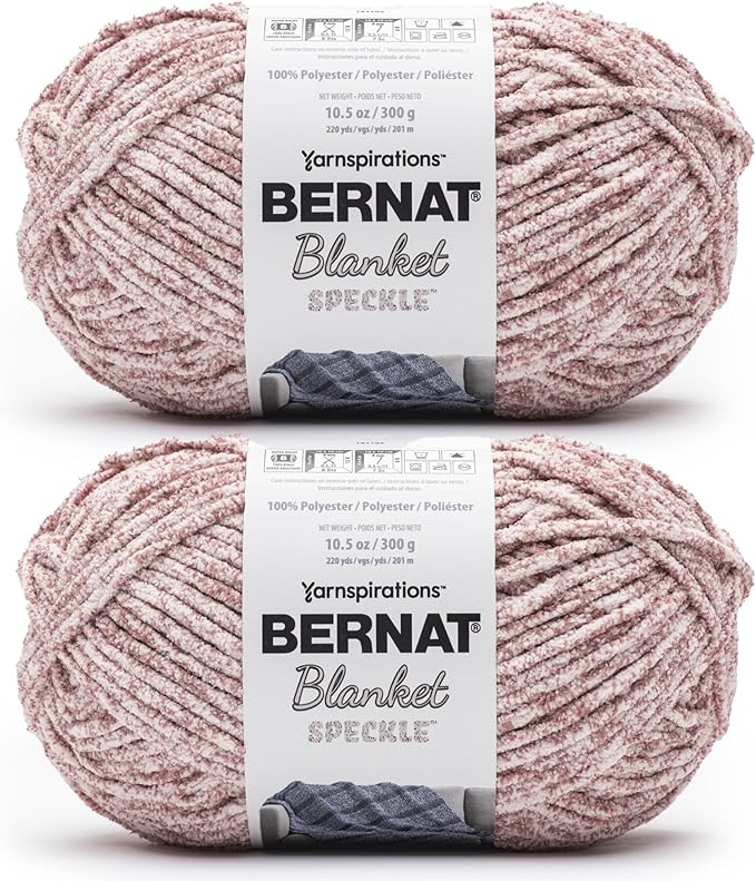 Bernat Blanket Speckle Clay Brick Yarn - 2 Pack of 10.5oz/300g - Polyester - #6 Super Bulky - 220 Yards - Knitting & Crochet