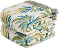 Boho Throw Blanket for Couch Sofa Chair Cotton Spring Blankets for Bedroom Living Room All Season Soft Lightweight Reversible Leaves Embroidery Decorative Throws 50"x60" Home Decor