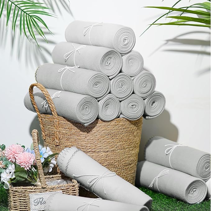 40PCS Gray Blankets Bulk 50 X 60, Soft Lightweight Throw Blanket Kit Cozy Blankets Bulk for Bed Sofa Couch Warm Pet Fleece Blanket Set for Wedding Homeless Home Office Travel Gift for Seasons