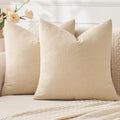 MIULEE Beige Couch Pillow Covers 20x20 Inch, Set of 2 Soft Chenille Decorative Square Throw Pillow Covers Farmhouse for Sofa Living Room Bed