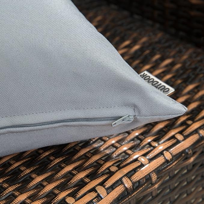 MIULEE Pack of 2 Decorative Outdoor Waterproof Pillow Covers Square Garden Cushion Sham Throw Pillowcase Shell for Spring Patio Tent Couch 24x24 Inch Light Grey
