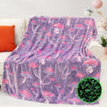 Glow in The Dark Cute Mushroom Throw Blanket Mushroom Blankets for Adult Girls Decor Soft Fleece Blanket Twin for Kids Bed Couch Kids Birthday