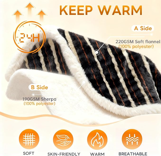 Fleece Bed Throw Blanket, Full Size 60 Inch × 80 Inch, Soft Plush Fluffy, Reversible Flannel Blanket for Sofa, Couch, Bed, All Seasons, for Women